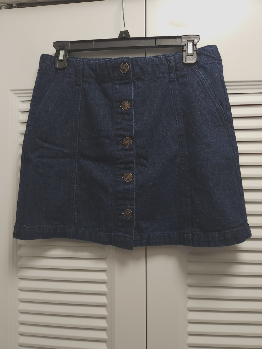 Forever 21 Dark Blue Denim Button-Front Mini Skirt
